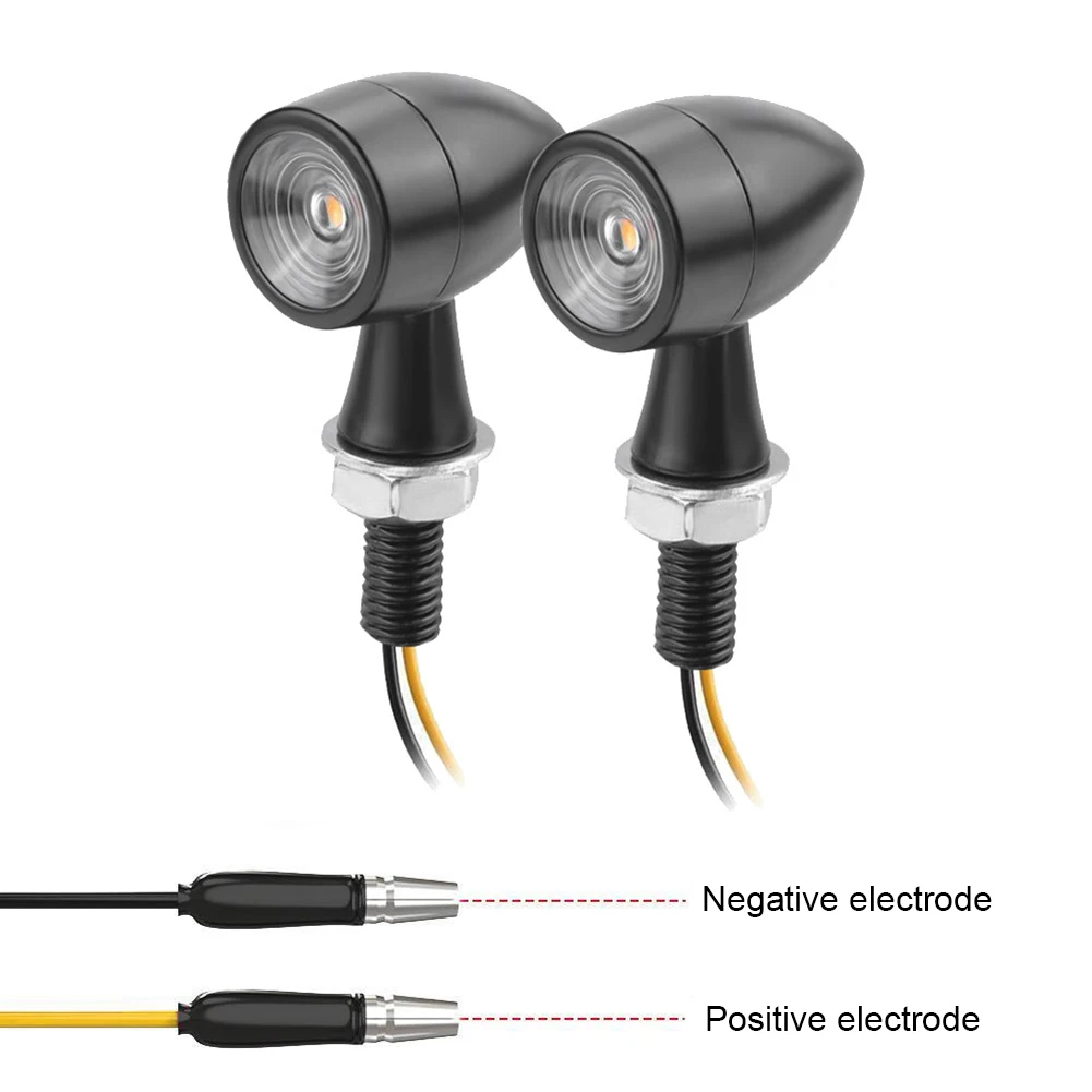 

1 Pair Aluminum + Pc Lens Motorcycle Led Mini Turn Signal Waterproof Anti-scratch Retro Style Metal Signal Light