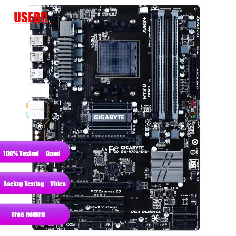 기가바이트 오리지널 마더보드, GA-970A-D3P 소켓 AM3/AM3 + DDR3 보드, 32GB 970 데스크탑 마더보드