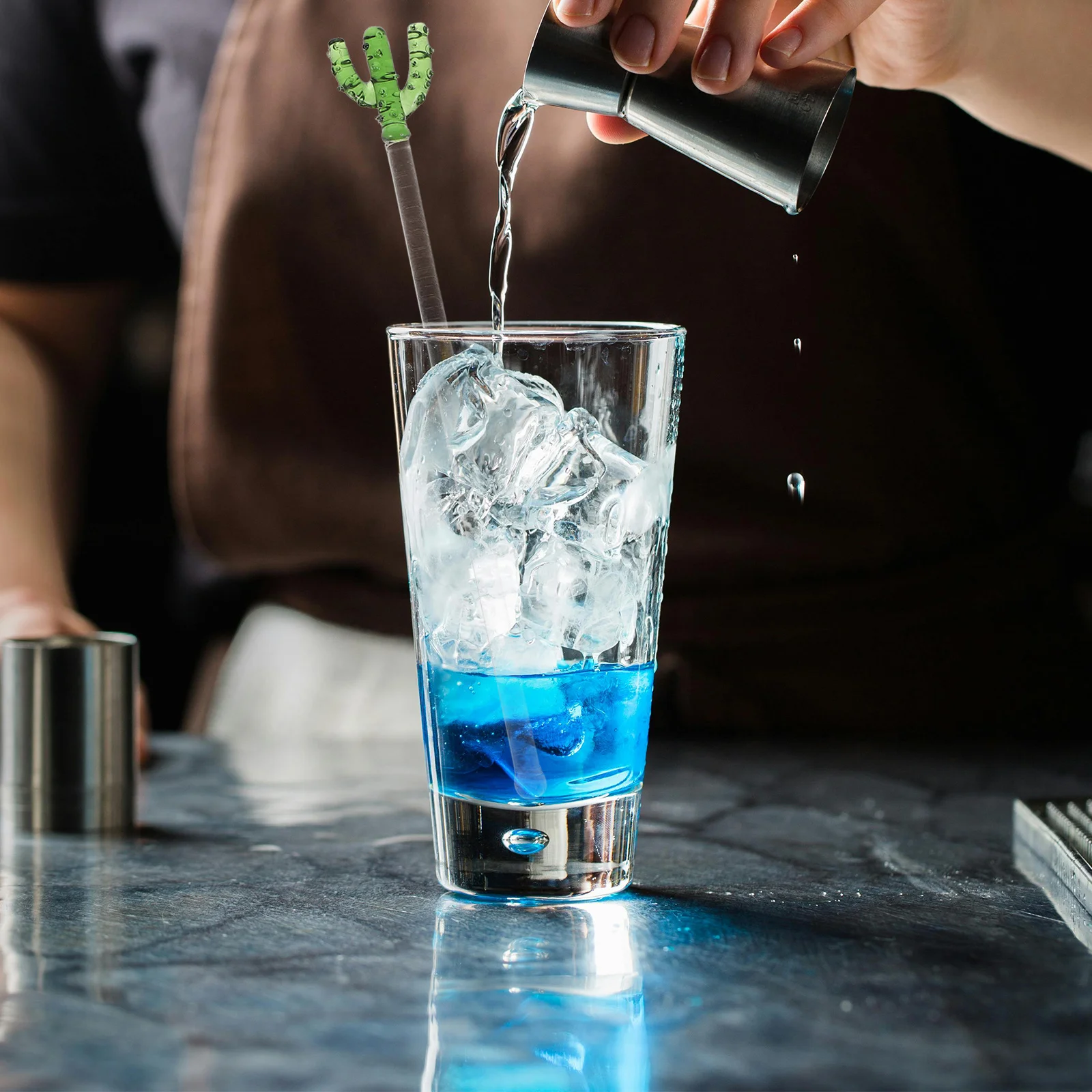 5 pçs haste de agitação de vidro criativo cactus design artesanal japonês artesanato swizzle varas para cocktails café bebidas reutilizáveis