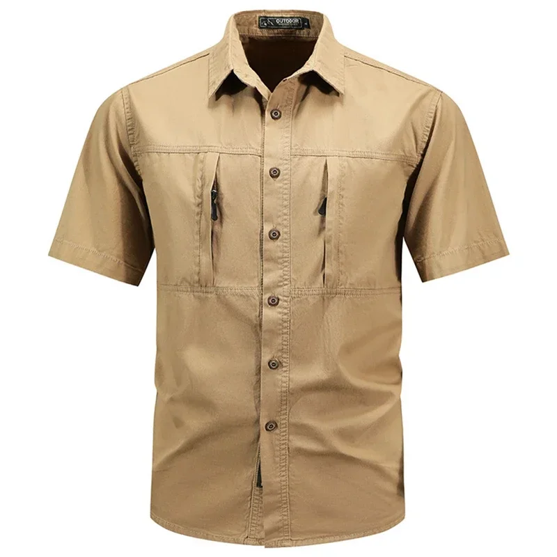 Men\'s Tactical Short-sleeved Shirt Summer New Outdoor Multi-pocket Quick-drying Military Cargo Shirt Hiking Fishing Work T-shirt