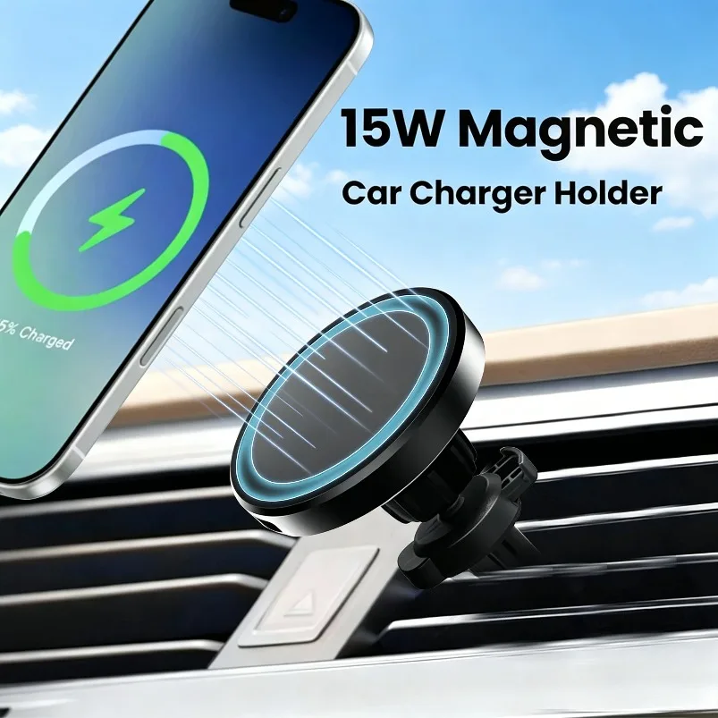 Car Air Vent Magnetic Phone Holder Wireless Charger Stand For Magsafe iPhone 17 16 15 Pro Max 14 13 12 Fast Charging Station
