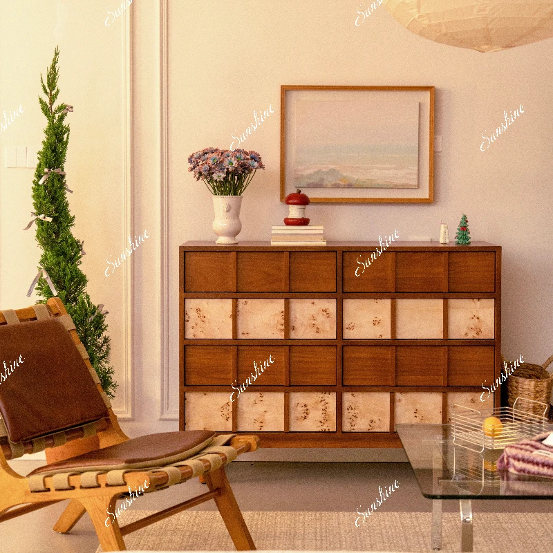 Home, medieval storage cabinet with solid wood veneer, storage and dining edge, bedroom end of bed