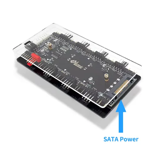 Imagen 2 del producto Hub de ventilador multidivisor magnético 3 en 1, 8 vías, 5V, 3 pines, ARGB, 12V, 4 pines, PWM, SATA, accesorios de alimentación para PC y interfaz RGB de 2 vías de 12V/4 pines