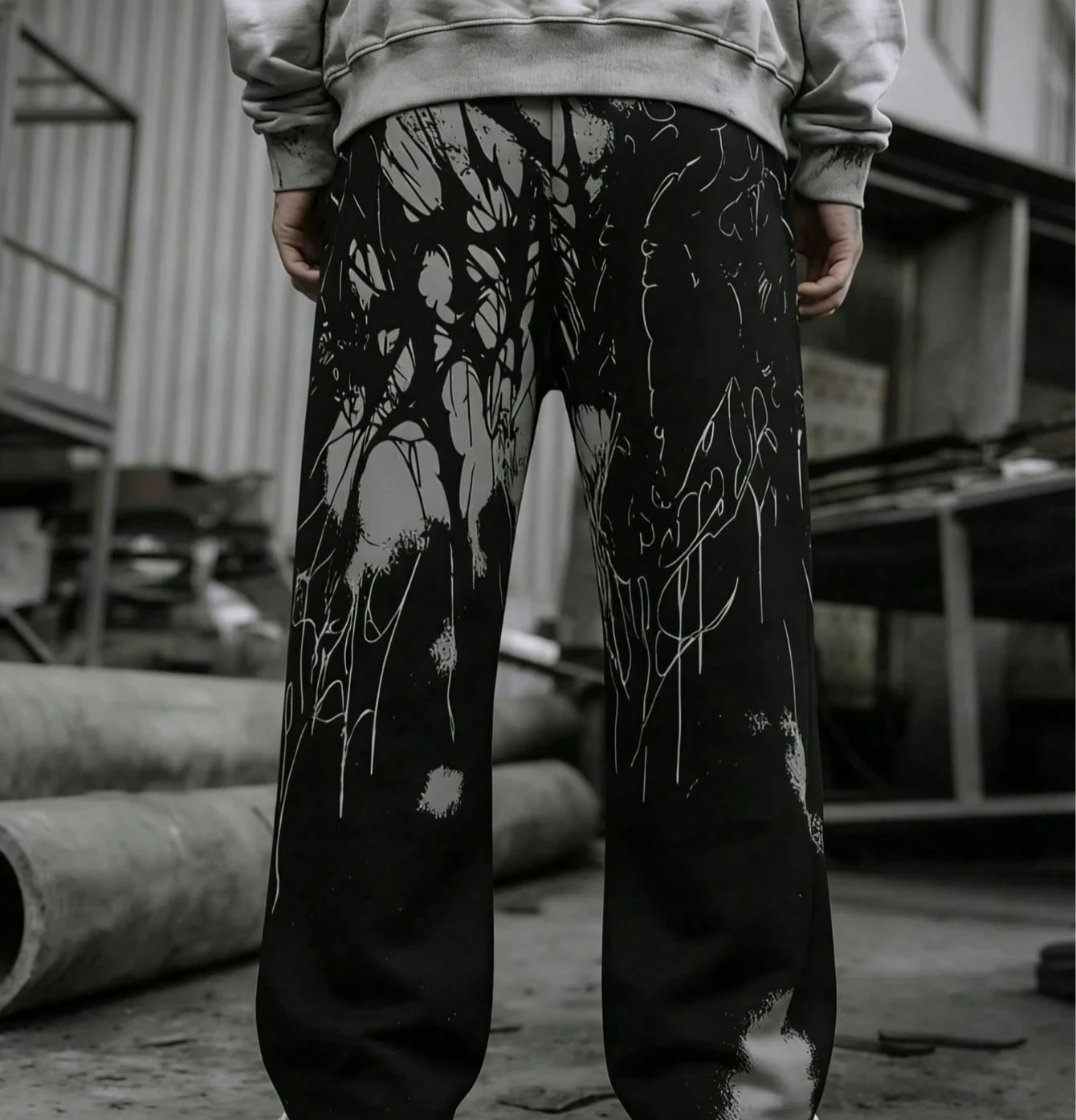 2026 Sommer Mode Neue Neo-Gothic Retro Dunkle Textur Stil 3D-Gedruckte Lose Gerade Hose Street Sports Freizeithose – Detail 5
