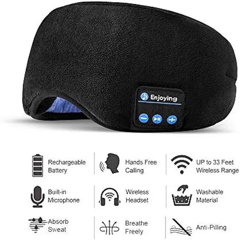 Bluetooth Sleeping Eye Mask With Music And Ultra Thin Speakers And Perfect For Sleeping Air Travel Meditation And Relaxation