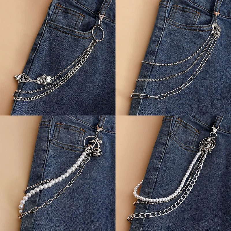 Bag Pendant Punk Street Keychain Trousers Pants Chain Multi Layer Men Chain Wallet Belt Chains Hipster Keyring Hip Hop Jewelry