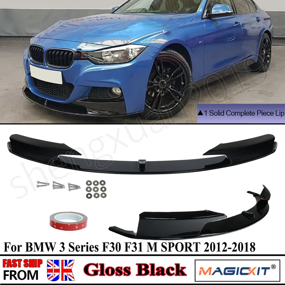 

For BMW F30 F31 Front Bumper Lip 3 Series M-Sport Sport-Performance 2012-2018 Front Spoiler Splitter Gloss Black Car Accessories