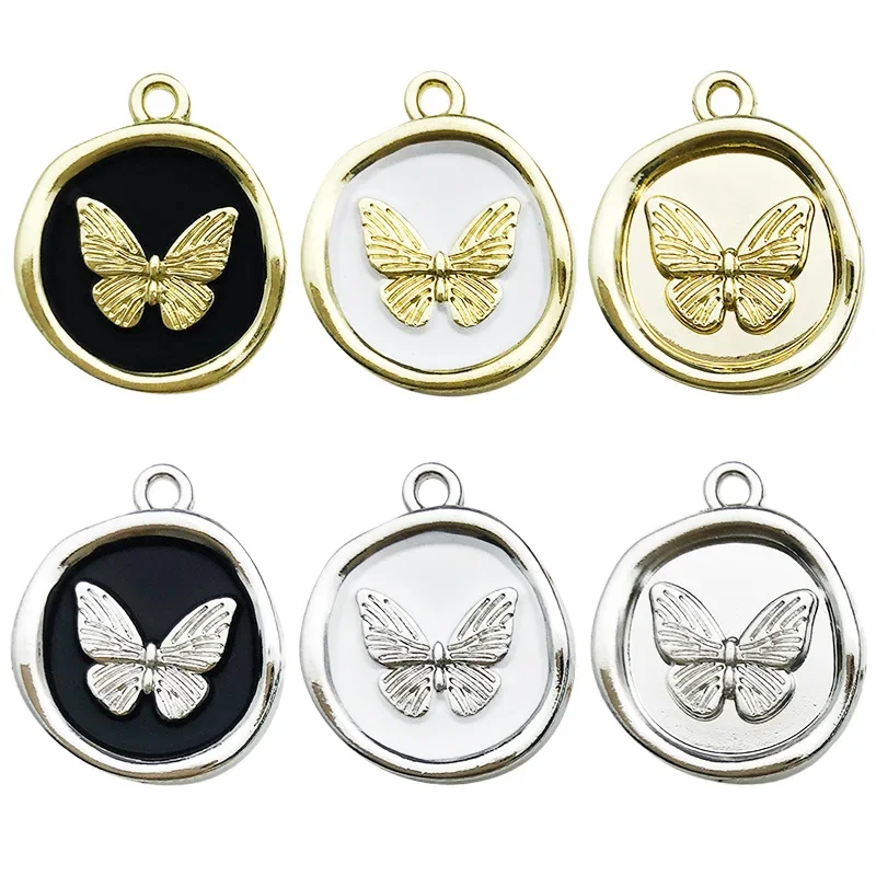 10PCS Classic Enamel Butterfly Charms DIY Necklace Bracelets Pendant Handmade Accessories For Earrings Jewelry Making Supplies
