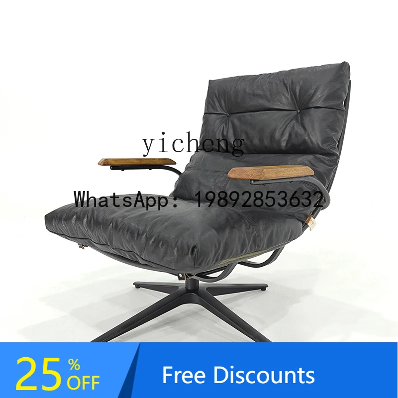 leisure chair with armrests rotating sofa chair lazy single leather recliner medieval retro