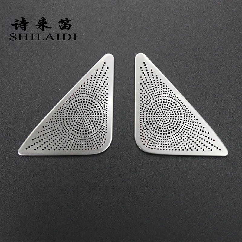 Car Styling Front Tweeter Speaker Window B column Stickers For Audi Q3 2013-2018 Interior Rear Auto Door Audio Speaker Net Cover