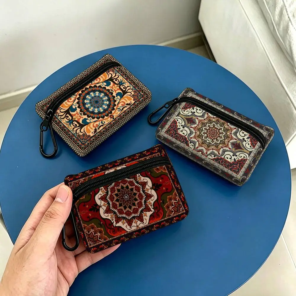 Persian carpet Oxford Cloth Zipper Wallet Multifunctional Hanging Coin Bag For Credit Cards Keys Coins Earbuds