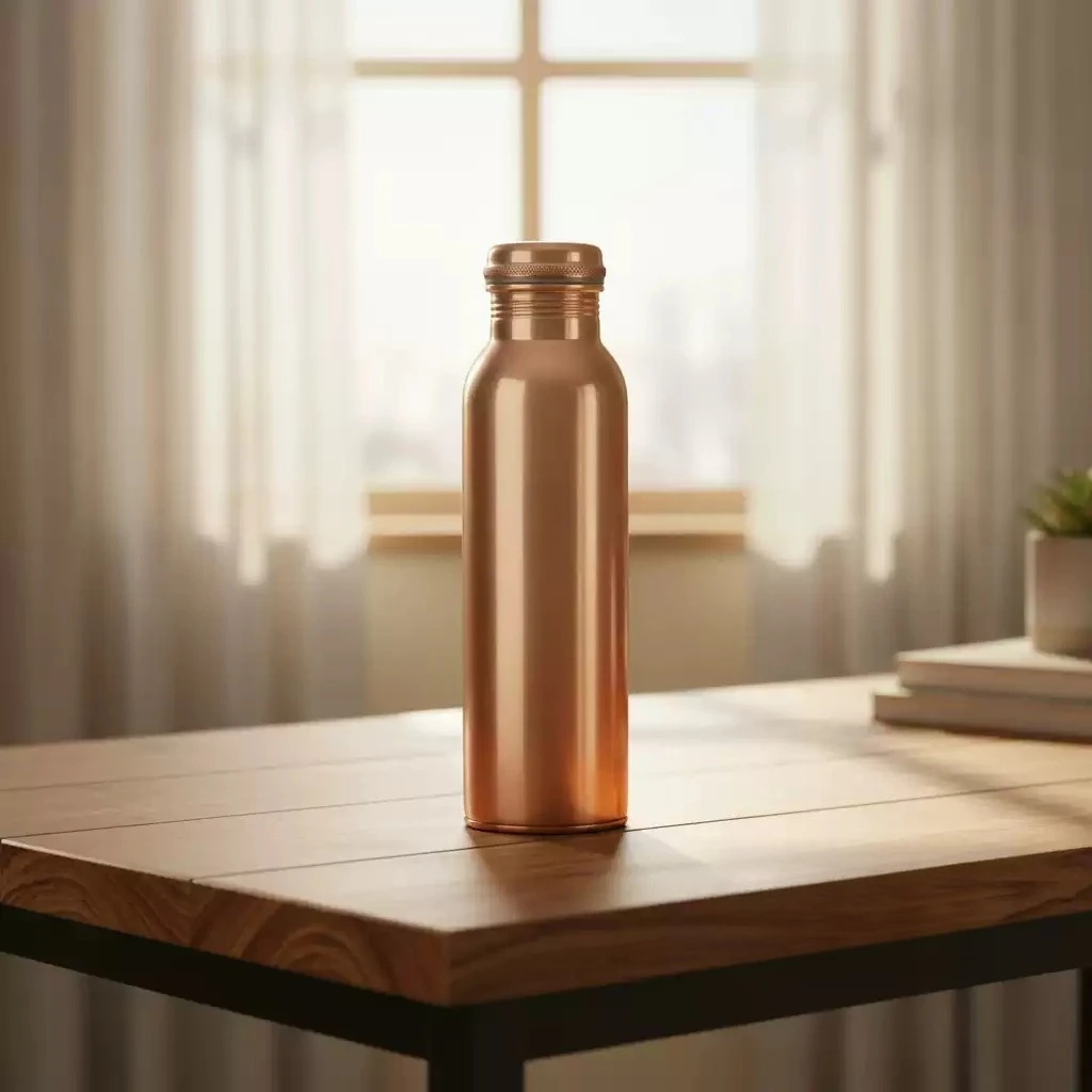 DC-37 750ml  Handmade Pure Copper Water Bottle, Vessel for Yoga Outdoor Sports, Traditional Metal Canteen