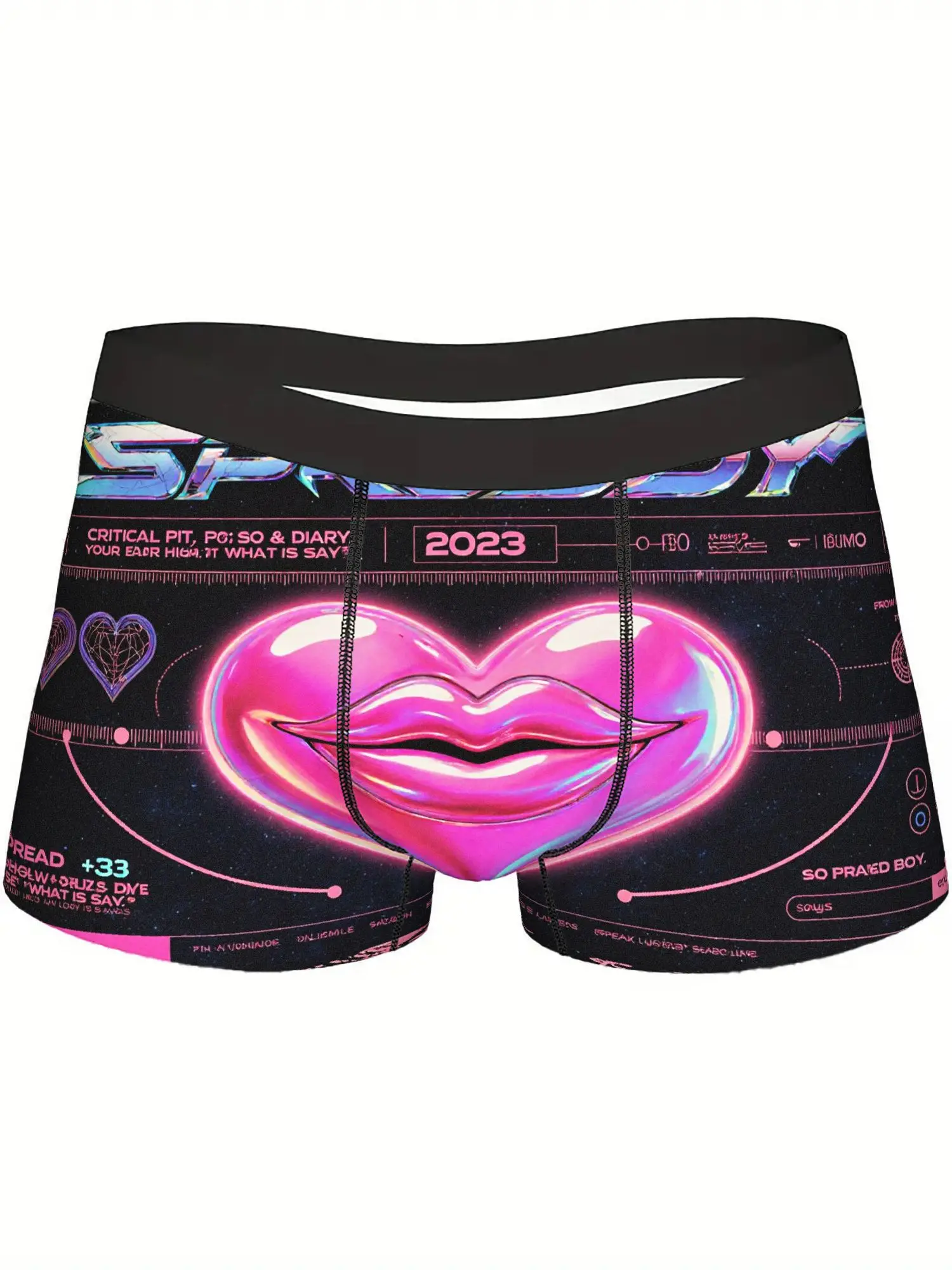 

Men's 'Spread' Graphic Boxer Briefs - Novelty Underwear with Heart & Text Design, Breathable Stretch Fabric, Comfortable Casual