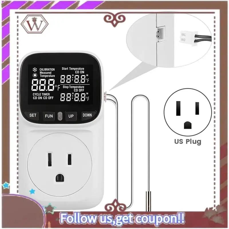 ABBG-цифровая вилка термостата, выход 120 В, контроль нагрева и охлаждения, 110 В, 15 А, дисплей по Цельсию, по Фаренгейту, вилка для теплицы, США