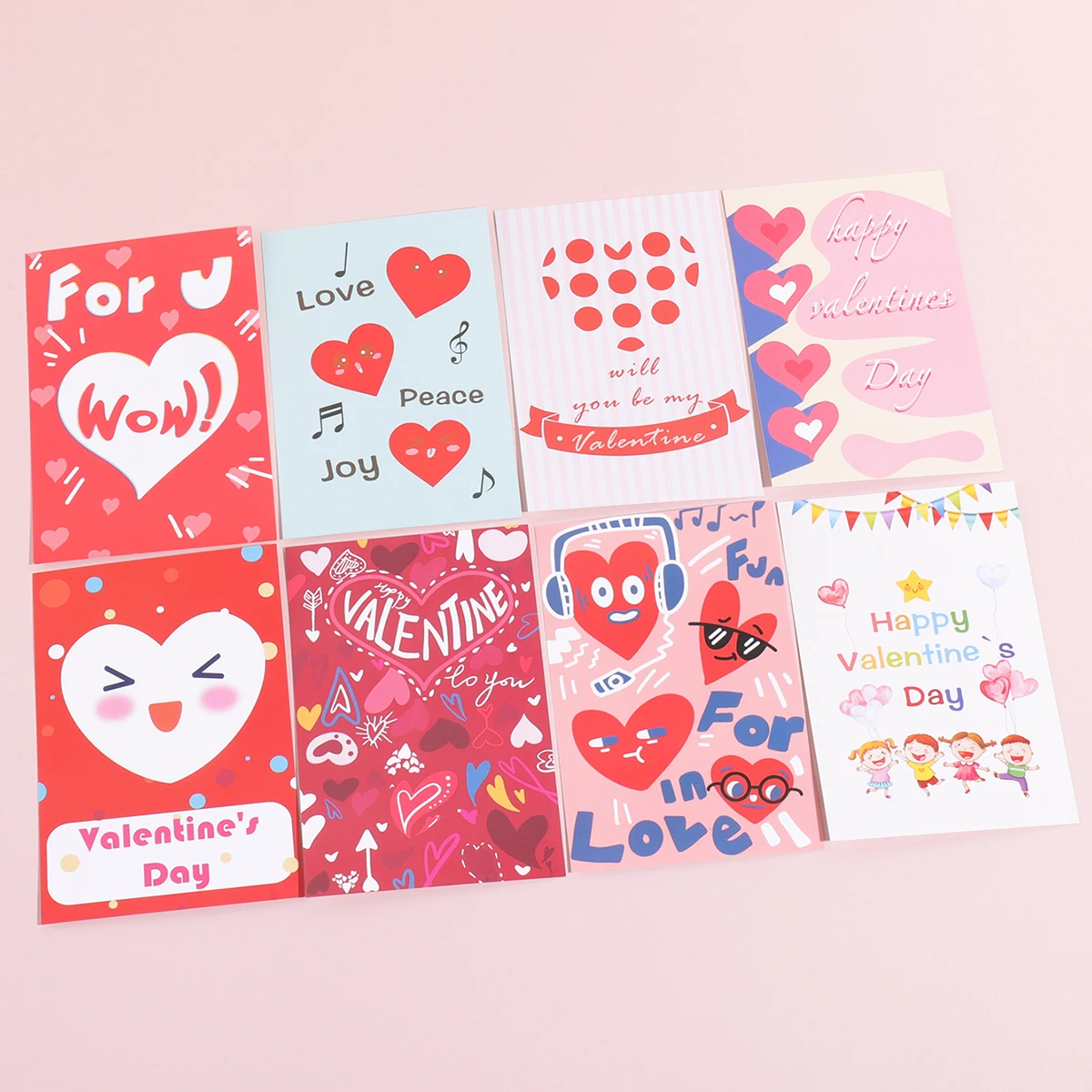 8 Pack Valentine's Day Love Cards with Envelopes Romantic Couples Cards Blessing Expression Message Various patterns