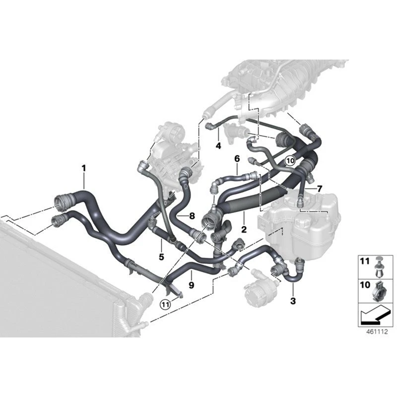 17128677245 Car Intercooler Coolant Hose Component For BMW 4 Series GC Cabriolet (F33) Coupe (F32) Coolant Radiator Pipe