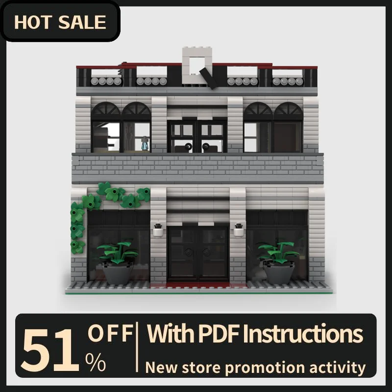 

New 1553Pcs City Hot Selling Street View Moc Modular Fashion Salon Model Diy Creative Ideas Kid Toy Birthday Gift Building Block