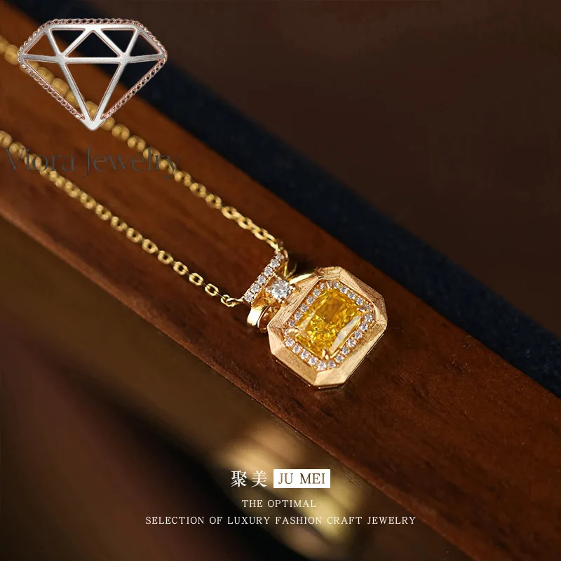 Viora Jewelry Light luxury retro design 24K real gold flash yellow diamond sugar cube perfume bottle 9999 women's simple retro s