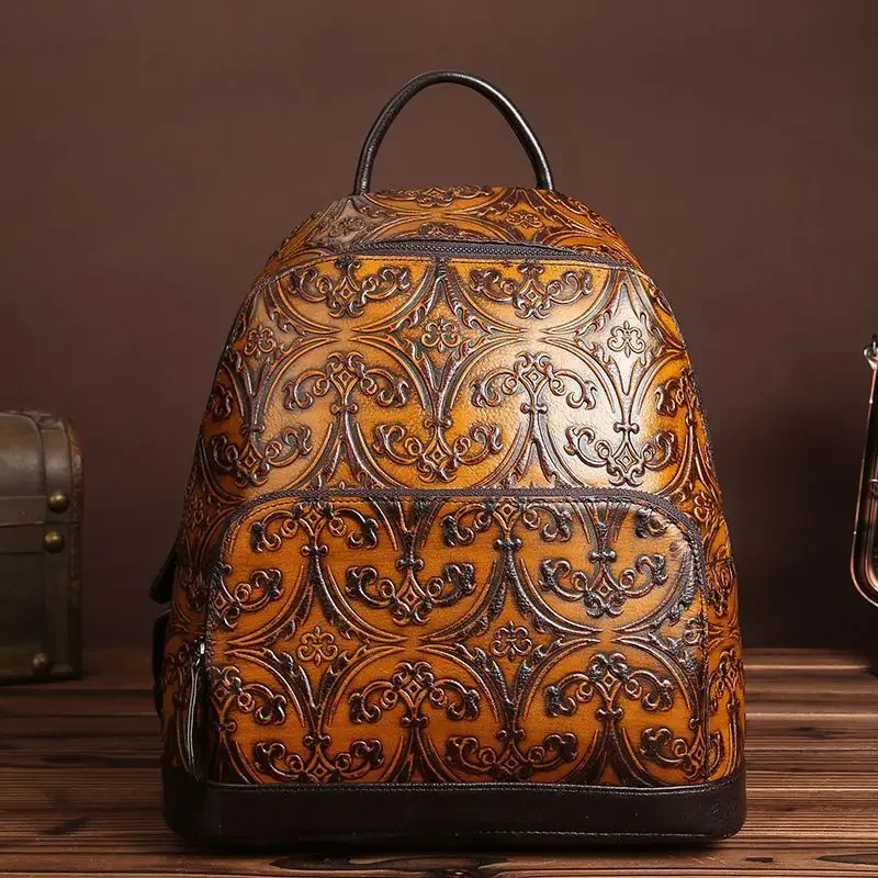 New Fashion Cow Genuine Leather Women Backpacks Luxury Brand Female Real Natural Leather Vintage Girl Student Casual Backpack