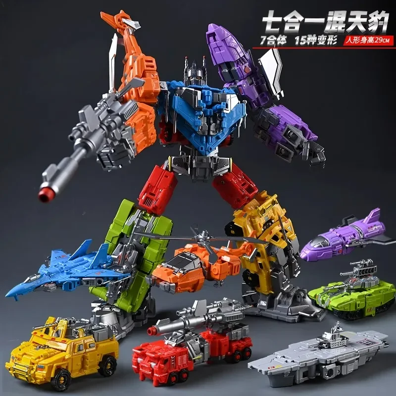 In Stock Transformed Toys 7in1 Alloy Robot Tank Aircraft Mothership Model Collection Gift Movable Dolls Toy Anime