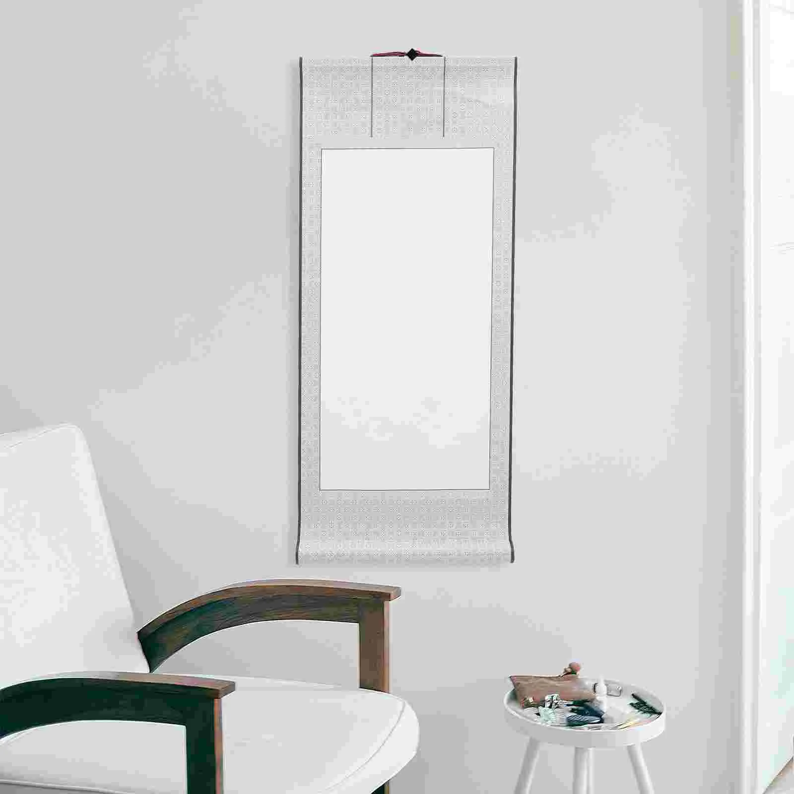 2Pcs Blank Scroll Calligraphy Painting Framed Mini Hanging Rice Paper Shui Scrolls Practicing Chinese Drawing Watercolor