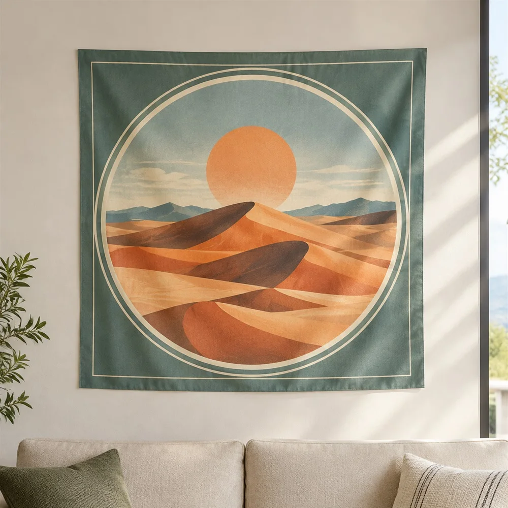 VIKAMA Desert Sand Dunes Tapestry Wall Hanging, Sunset Landscape Western Aesthetic Room Decor Tapestries for Living Room Bedroom