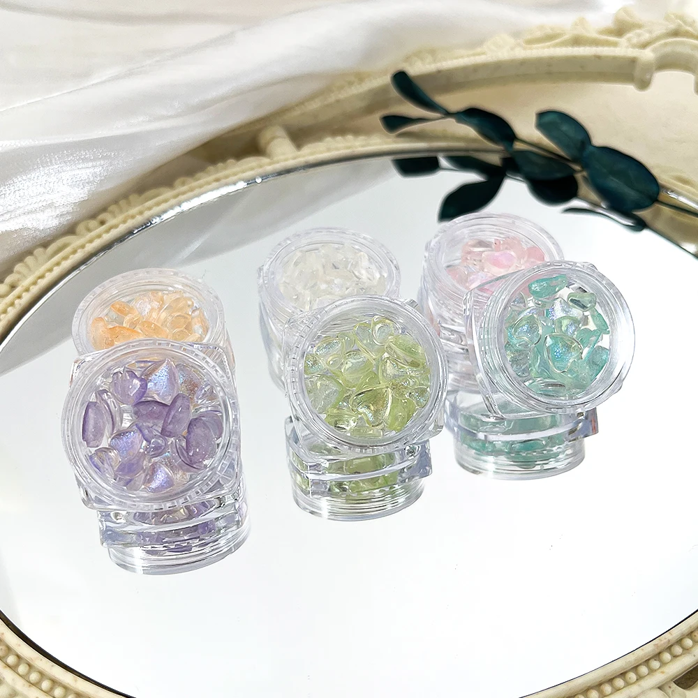 1/2Packs Aurora Heart Shaped Cute Nail Decoration For DIY Colorful High Transparency Peach Heart Nail Tips Accessories Materials
