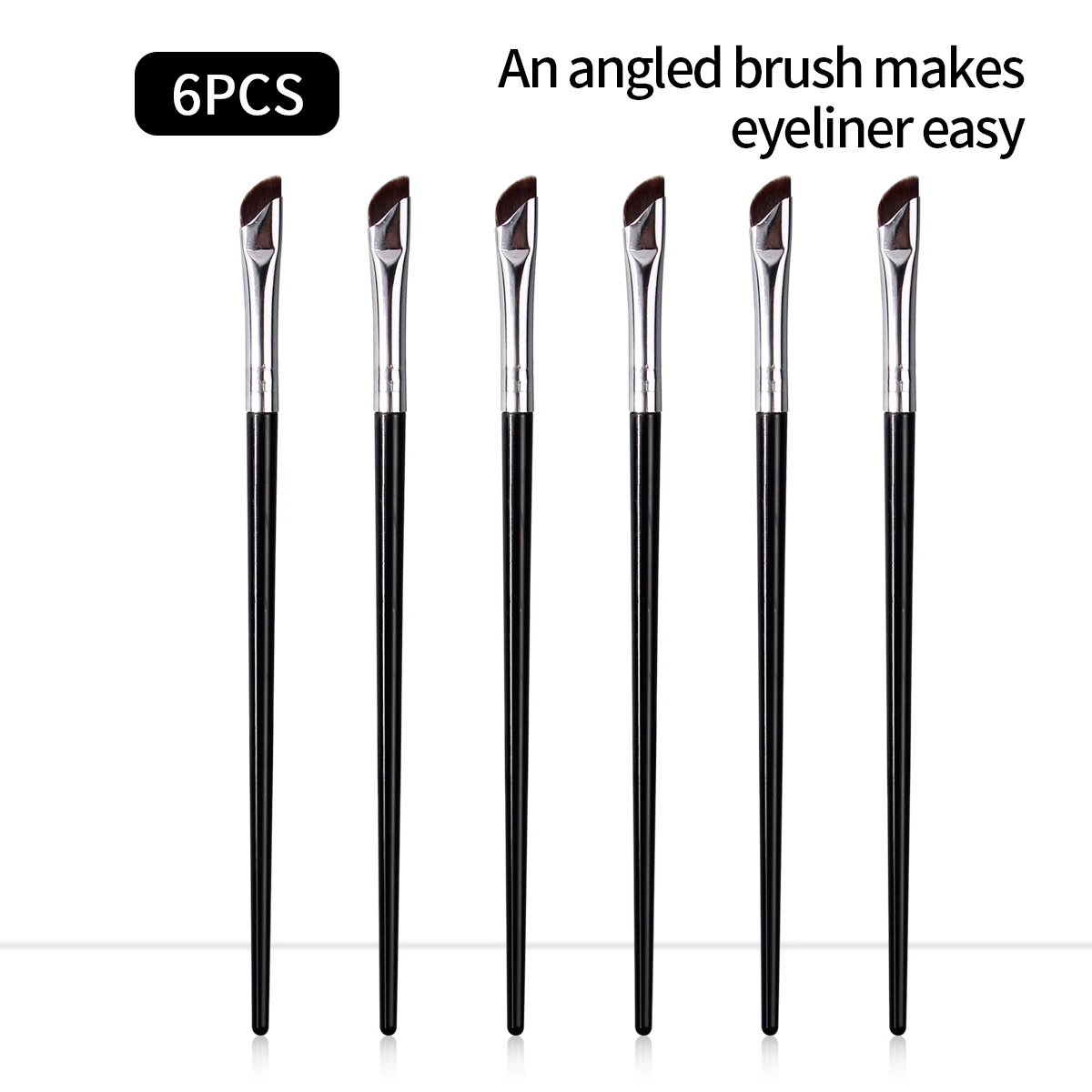 6pcs ultra-thin sickle bevel eyeliner brush, eye corner, eyelid, undereye brush, eyebrow brush, eye makeup brush tool