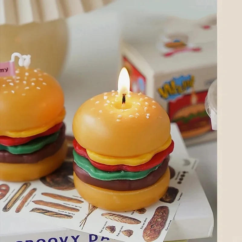 Hamburger Shape Silicone Mold, Biscuit Chocolate Baking Cake Tools Creative Hamburger Candle Molds Children's Handmade Toy Mold