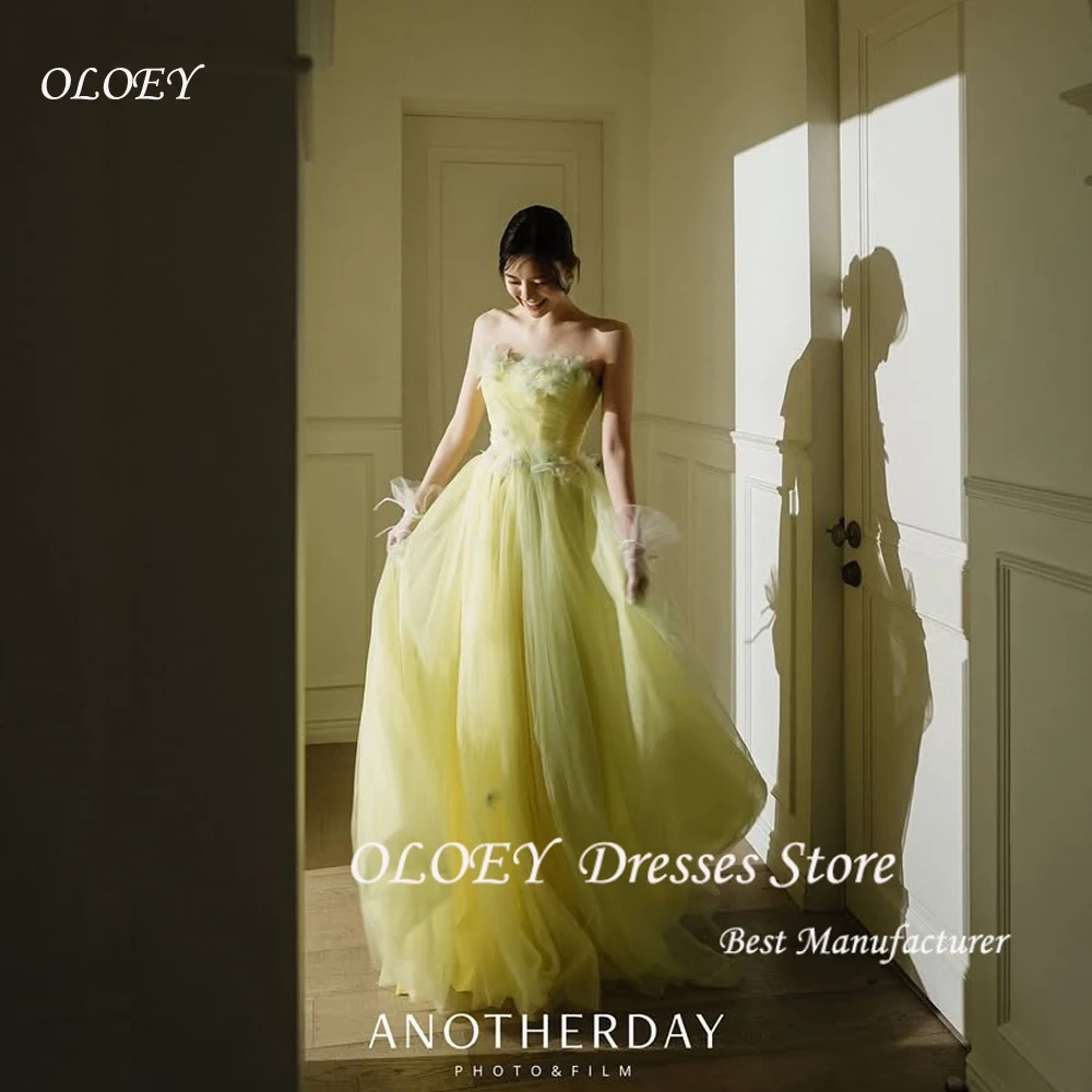 

OLOEY Wedding Dress Princess Appliques Sleeveless A-line Banquet Ball Gown Evening Dresses Corset Customized 웨딩드레스 Strapless