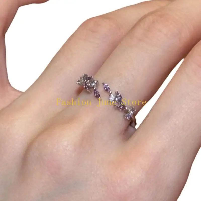 N5KA Decorative Open Band Ring for Women, Adjustable Wheat Branch Fashion Jewelry with Accent Detail for Daily Outfit Pairing