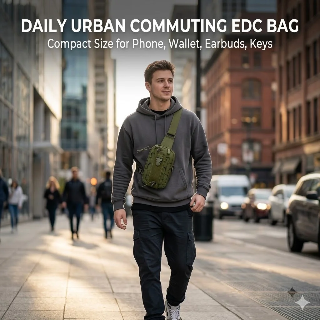 Chest bag,tactical molle edc pouch,waterproof nylon waist pack,lightweight outdoor commute bag