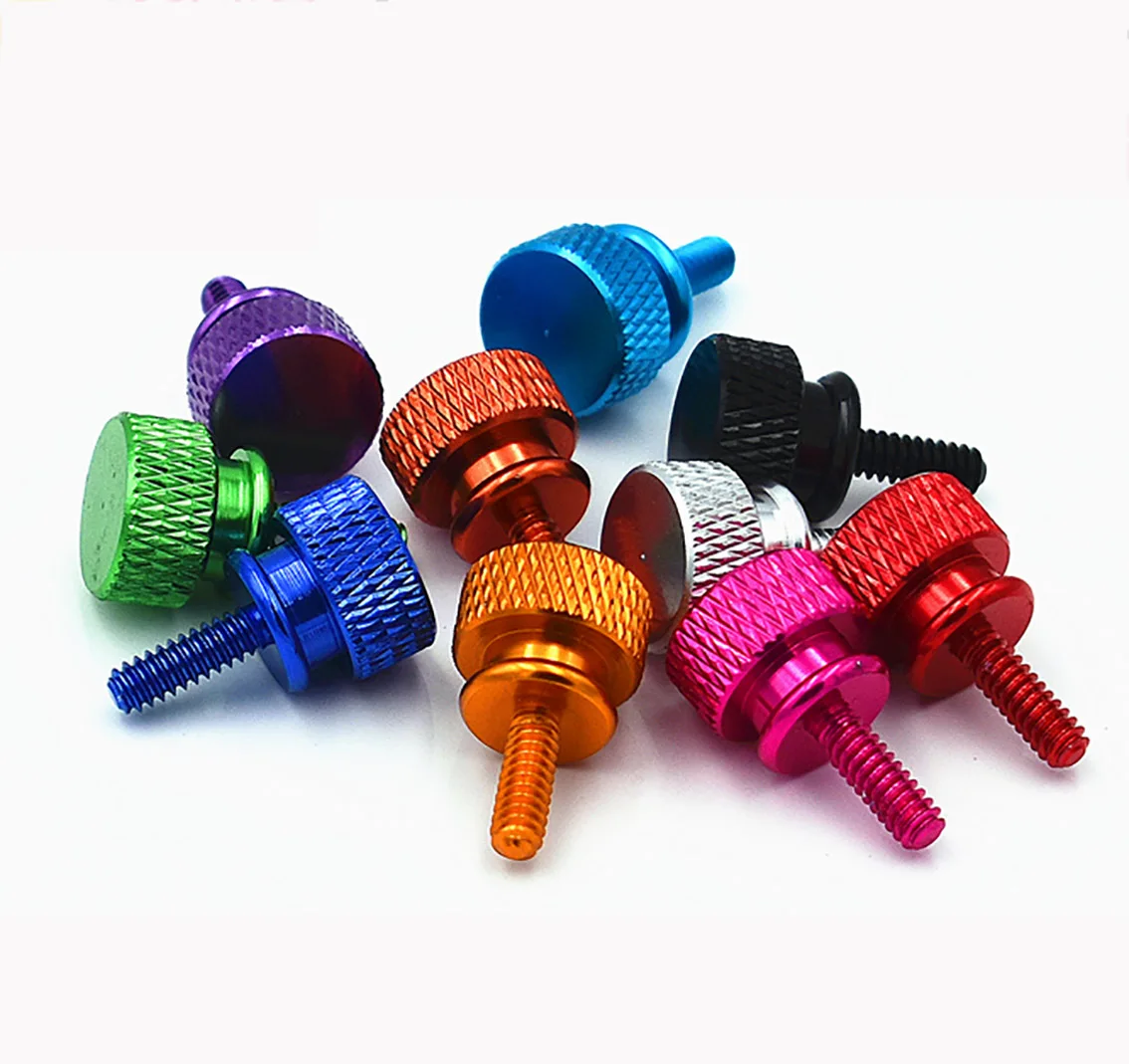 Colourful Thumb Screw UNC 6#-32*10mm Aluminum Alloy Flat Head Knurled Hand Tighten Bolts Computer Case DIY Parts