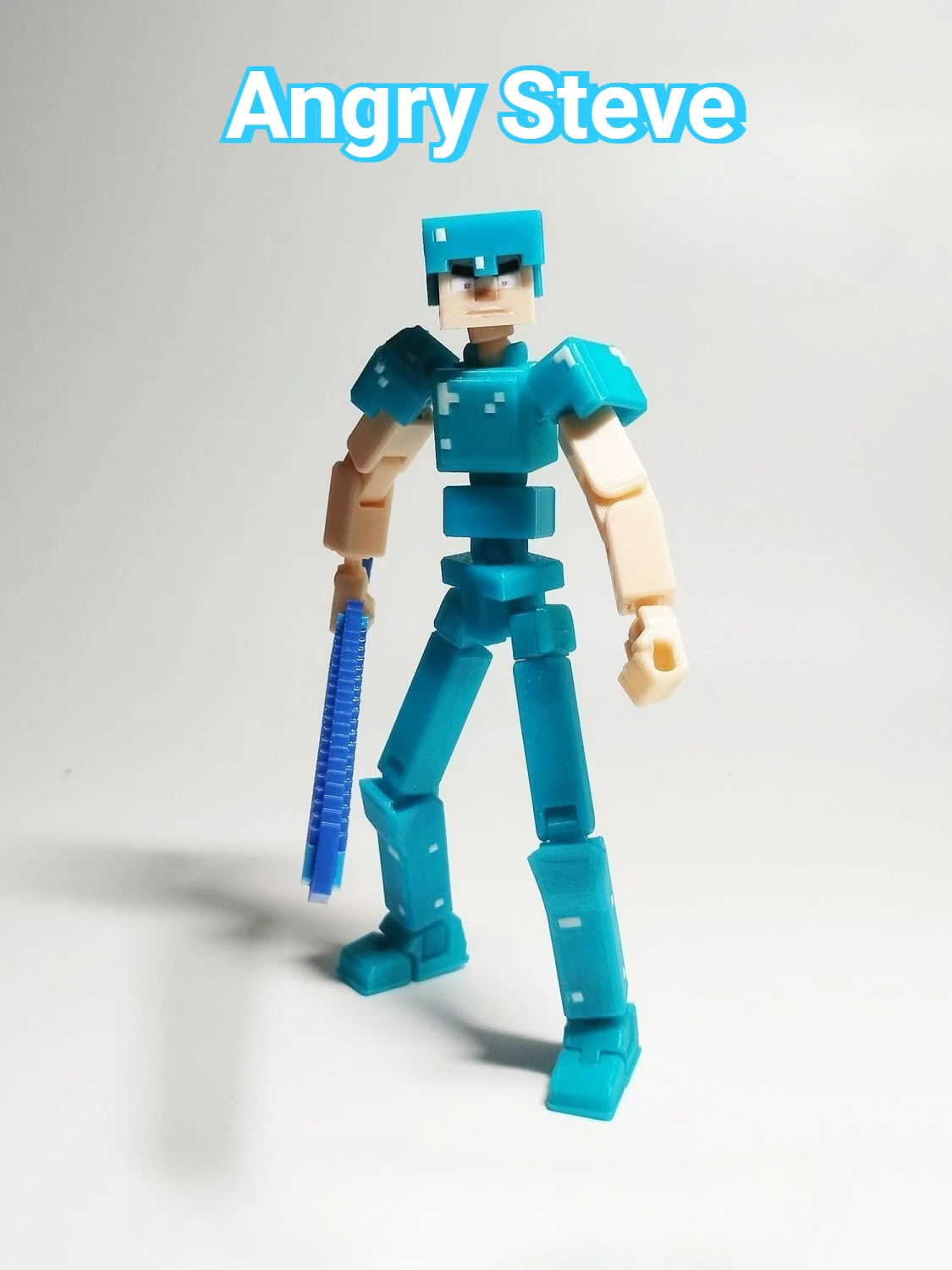 

3D-печатная фигурка MC Angry Steve с алмазной броней, двумя вариантами выражений, коллекционная модель для взрослых