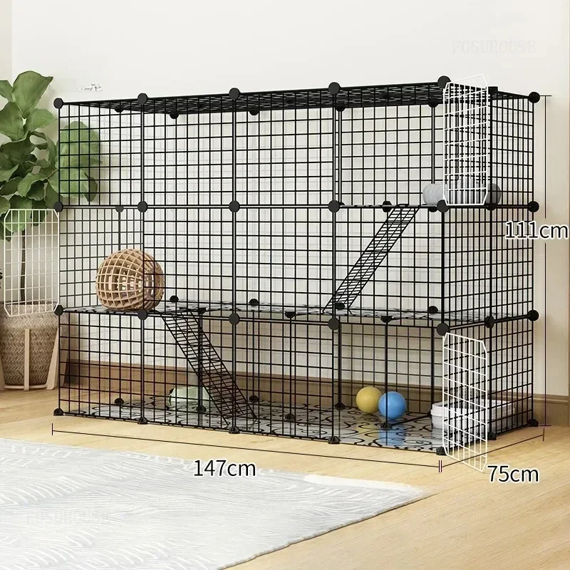 Multi-layer Wrought Iron Cat Cage Household Villa Pet Product Large  Space Indoor Balcony Free Assembly Cat House Pet Cage