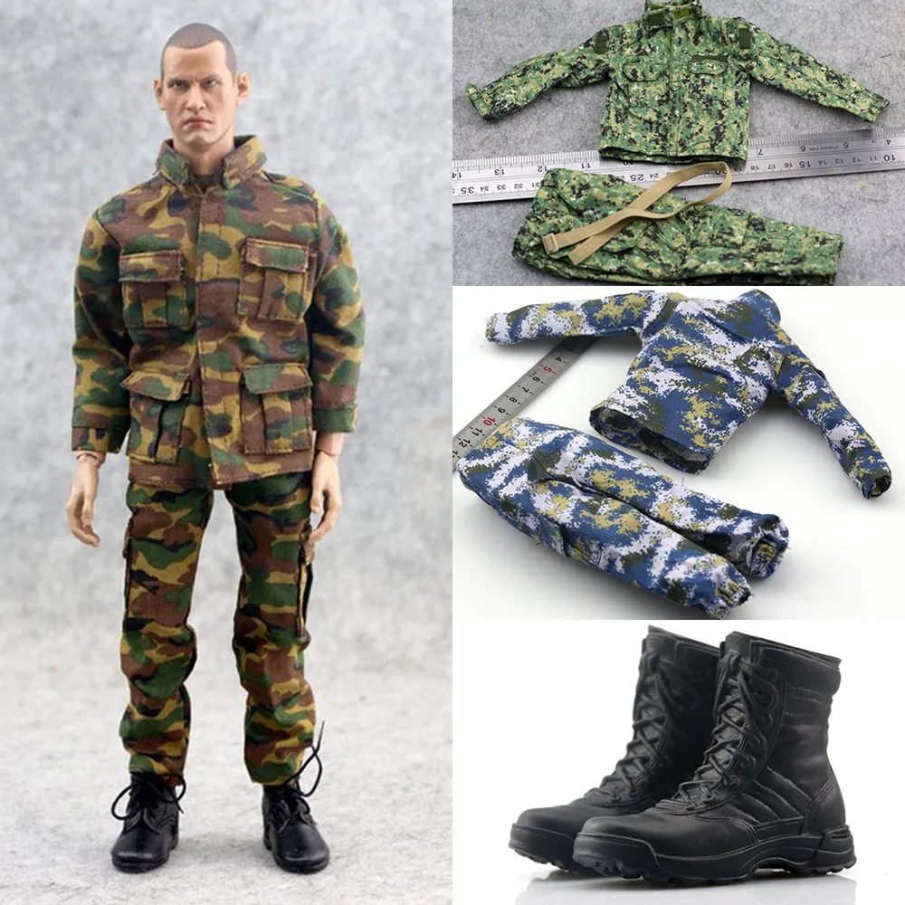 1/6 Mannelijke Soldaat Tactical Pakken Outdoor Cargo Broek Camouflage Militaire Tactische Knie Pad Hoed Tas Voor 12 Inch Action Figure