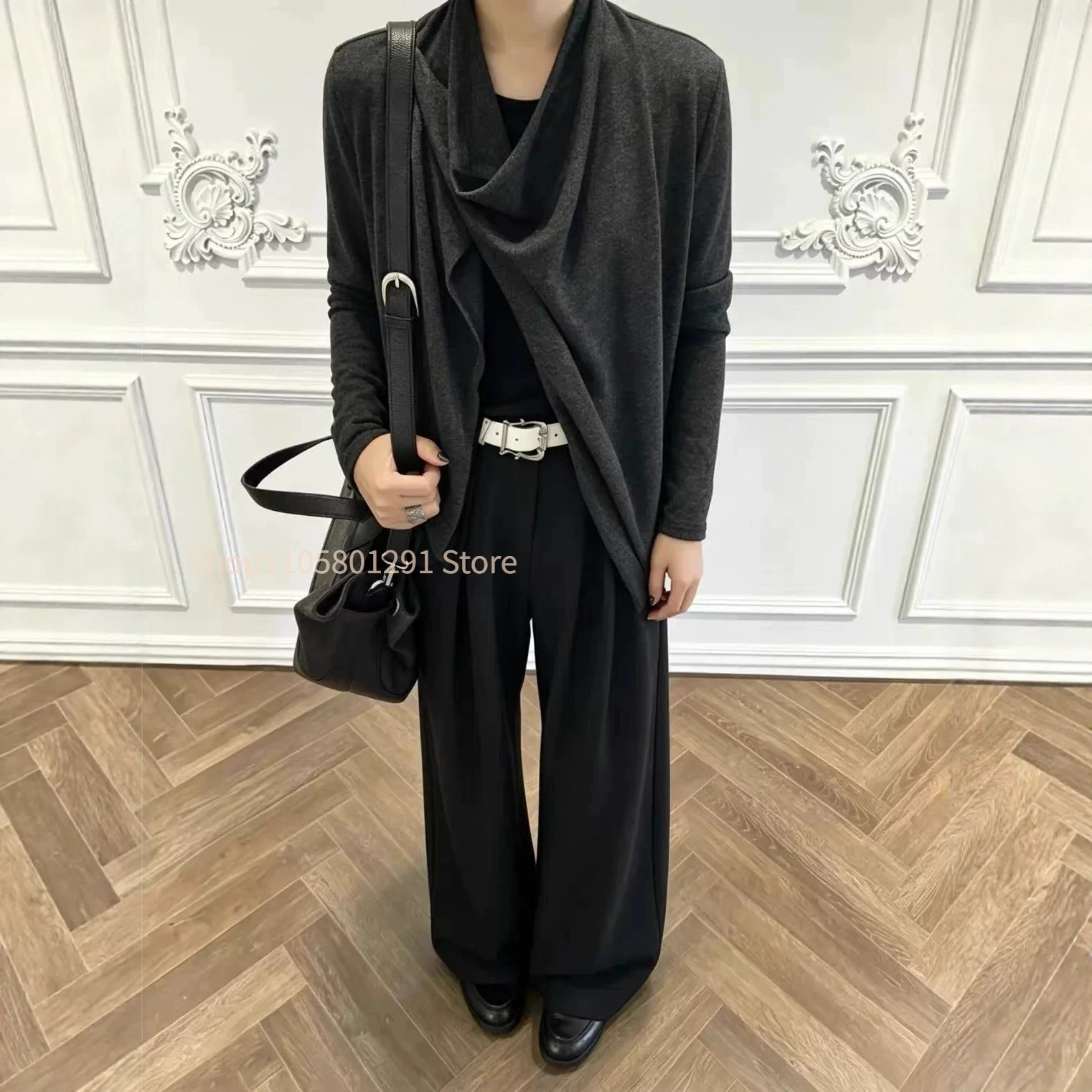 Loose‑Fit Linen‑Blend Long‑Sleeve Layering Shirt, Breathable Sun‑Shield Fabric, Draped Cowl Neck Old Money Casual Base T‑Shirt
