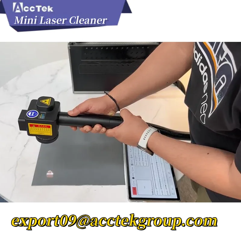 2024 AccTek Hand Held Type Lazer Cleaning Machine Oily Rust 2000W Fiber Laser Cleaner for Ship Auto Parts Small Business