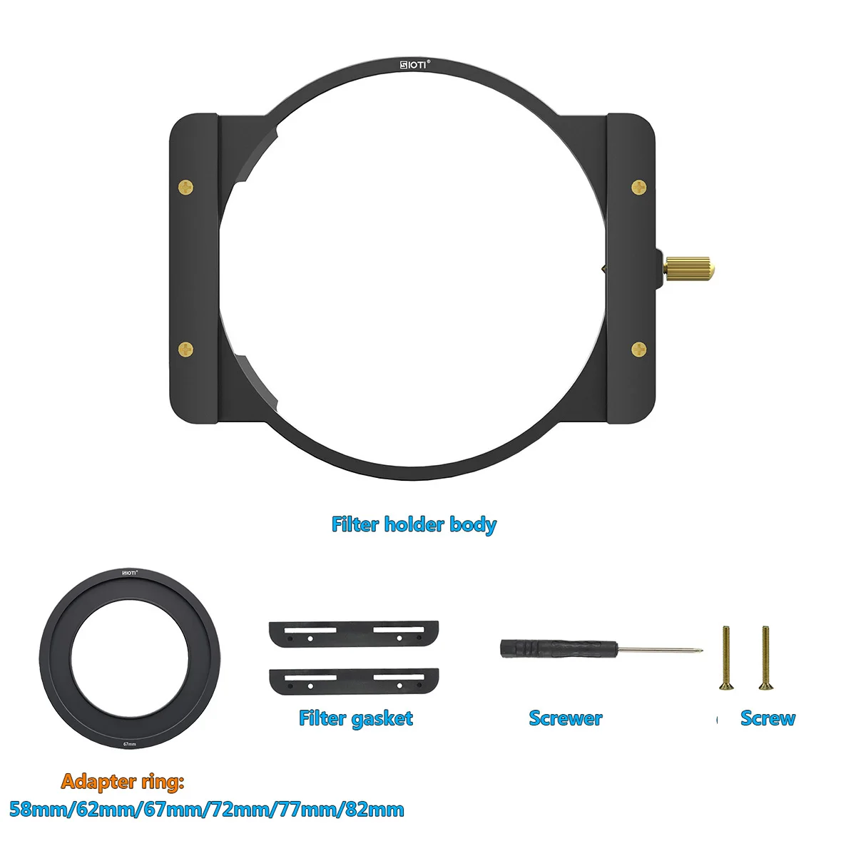 SIOTI 100mm Square Z Series Aluminum Filter Holder+Aluminum Adapter Ring for Lee Hitech Singh-Ray Cokin Z PRO 4x4 4x5 4x5.65 Fil