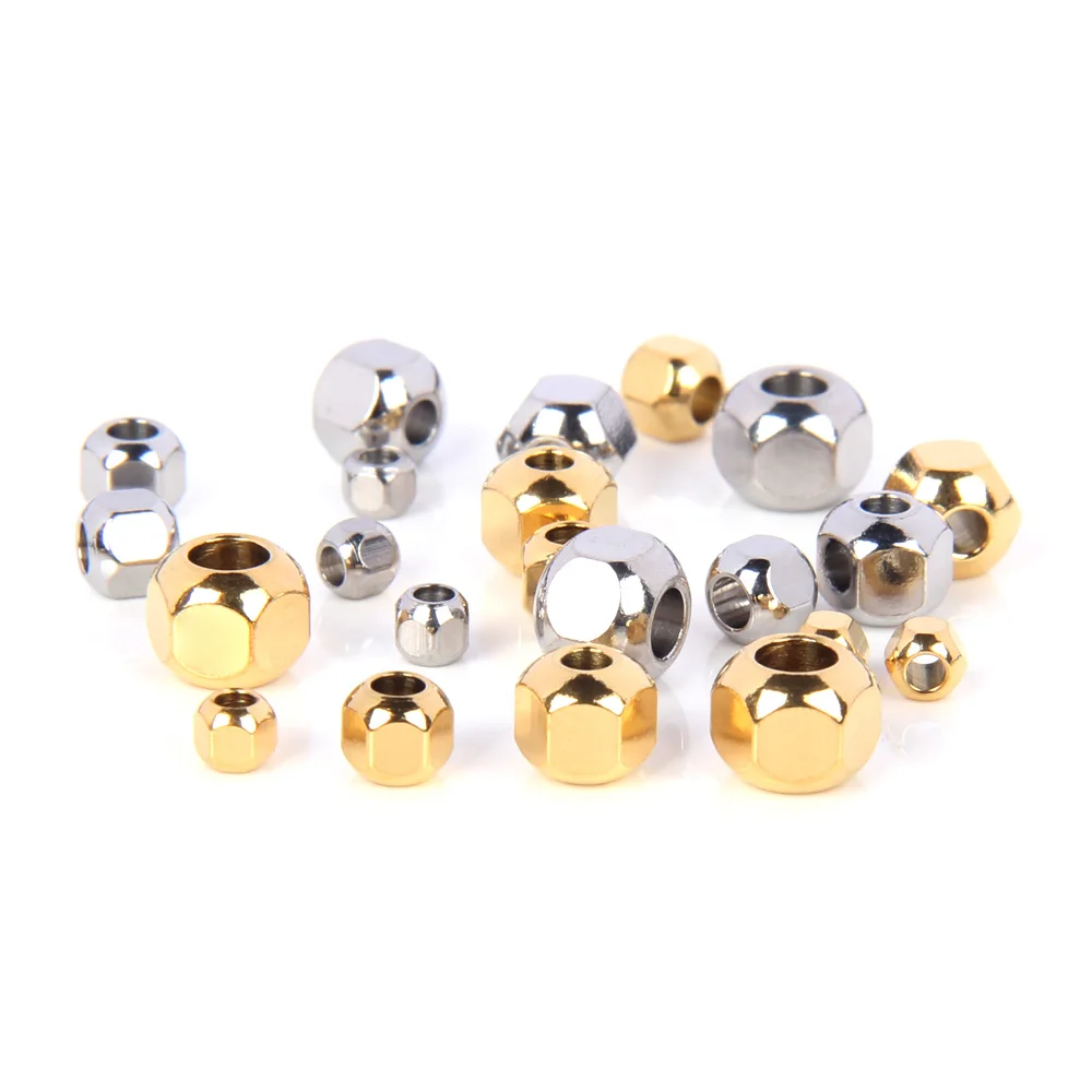XHN 30-50 Edelstahl Sechsflächige Hexaeder Lose Perlen für Schmuckherstellung Zubehör DIY Facettierte Abstandshalter-Perlen – Detail 3