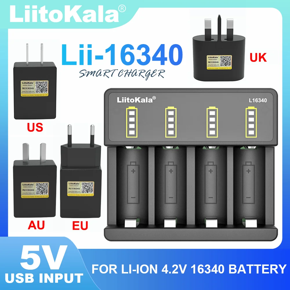 LiitoKala Lii-D4XL  Lii-L16340   21700 18650 3.7V Li-ion 3.2V LiFePO4 1.2V NiMH/Cd 26650 26700 32700 9V Display Battery Charger