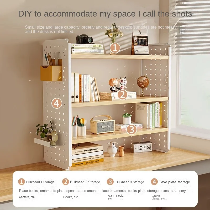 Desktop Storage Rack, Desk Bookshelf, Hole Board, Home Study Desk,  Office Workstation Storage Multi-layerdisplay Rack