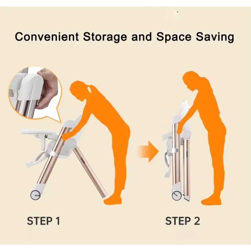 Seggiolone pieghevole multifunzione Seggiolone per l'alimentazione del bambino Seggiolone per bambini Seggiolone da pranzo per bambini che fanno pranzo con ruote
