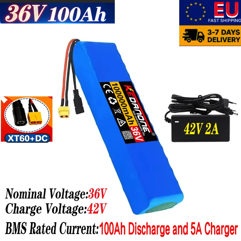 2026 Upgrade 36V 100Ah 10S3P 36V Elektroroller-Akku 36V Roller-Akku 18650 Lithium M365 Elektroroller Kommt mit 42V 2A Ladegerät