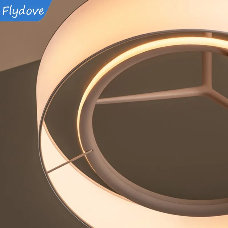 Nordic Modern Minimalist LED Fabric Circular Pendant Light Dining Table Dining Room Living Room Bedroom Decor Lighting Fixtures