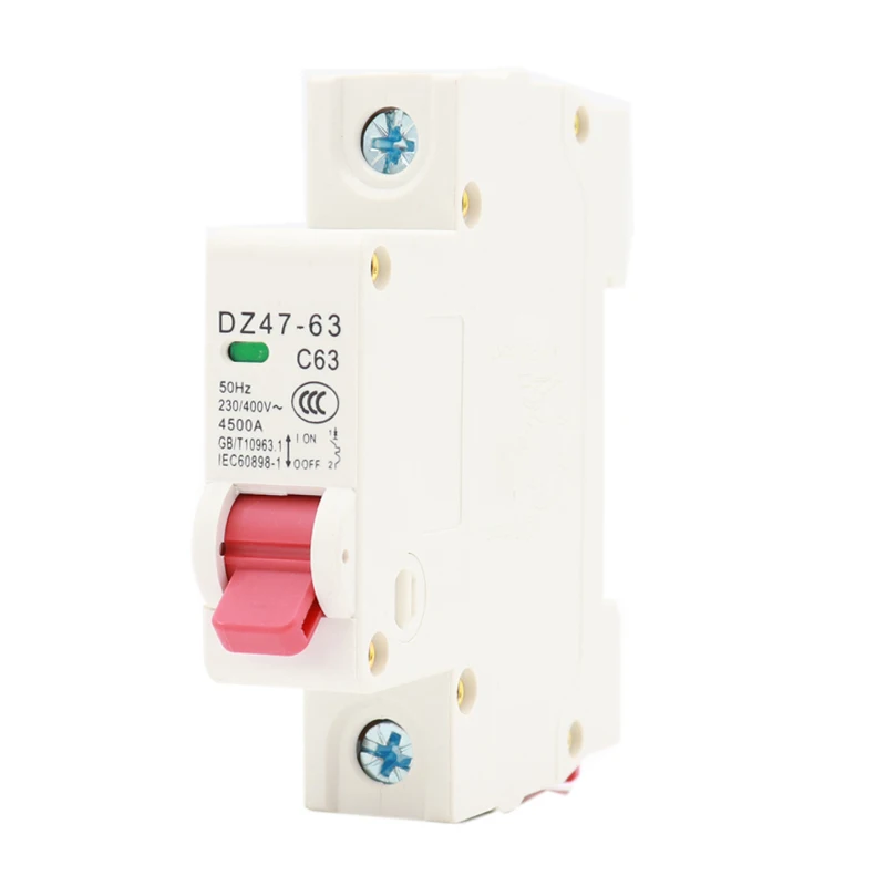 20PCS DZ47-63 AC Circuit Breaker 1P,2P 3P Copper Din Rail Mounting Solar PV System Miniature Circuit Breaker MCB