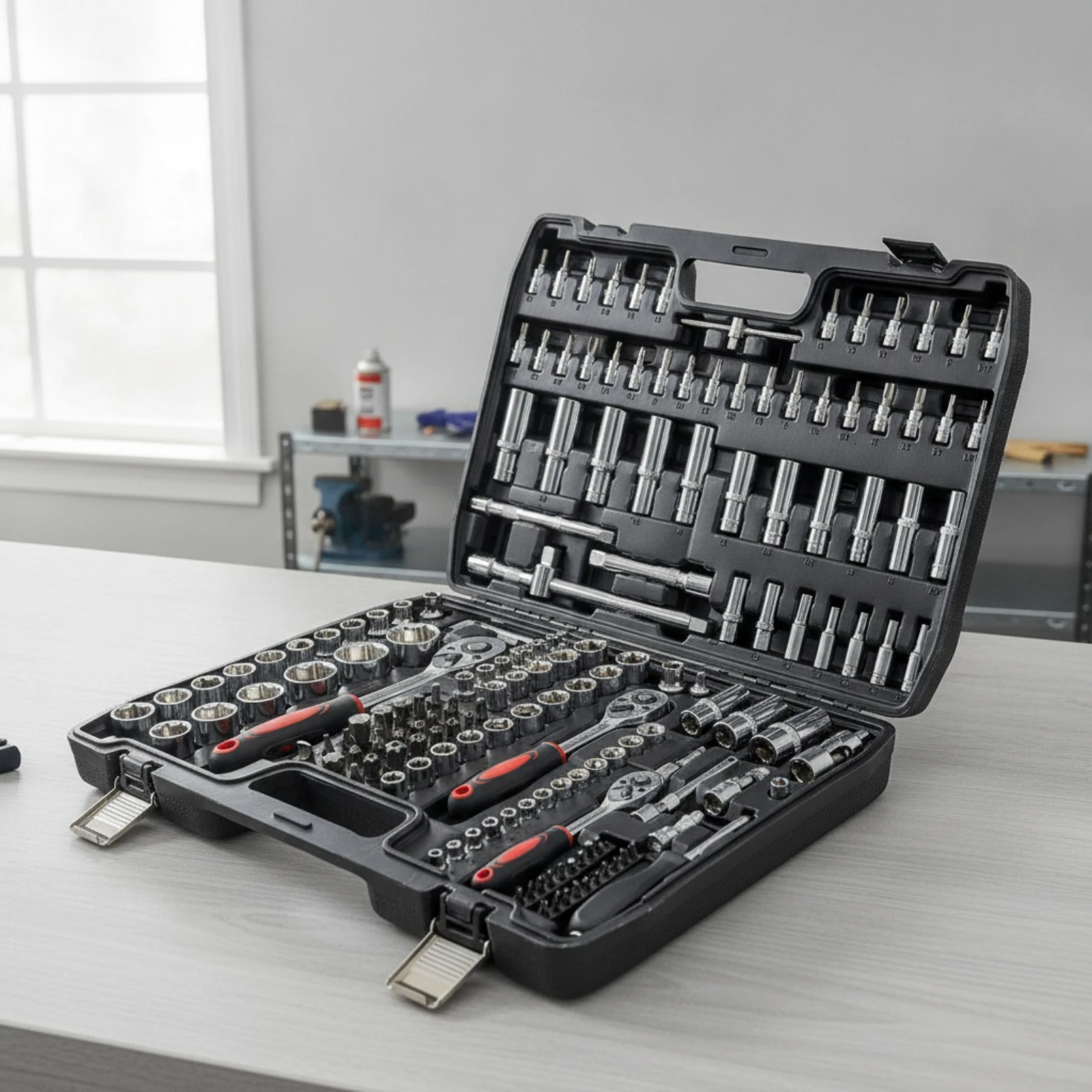 Automotive Repair Tool Kit Portable Mechanics Tool Set with Storage Case Socket Set with Case Ratcheting Tools Complete