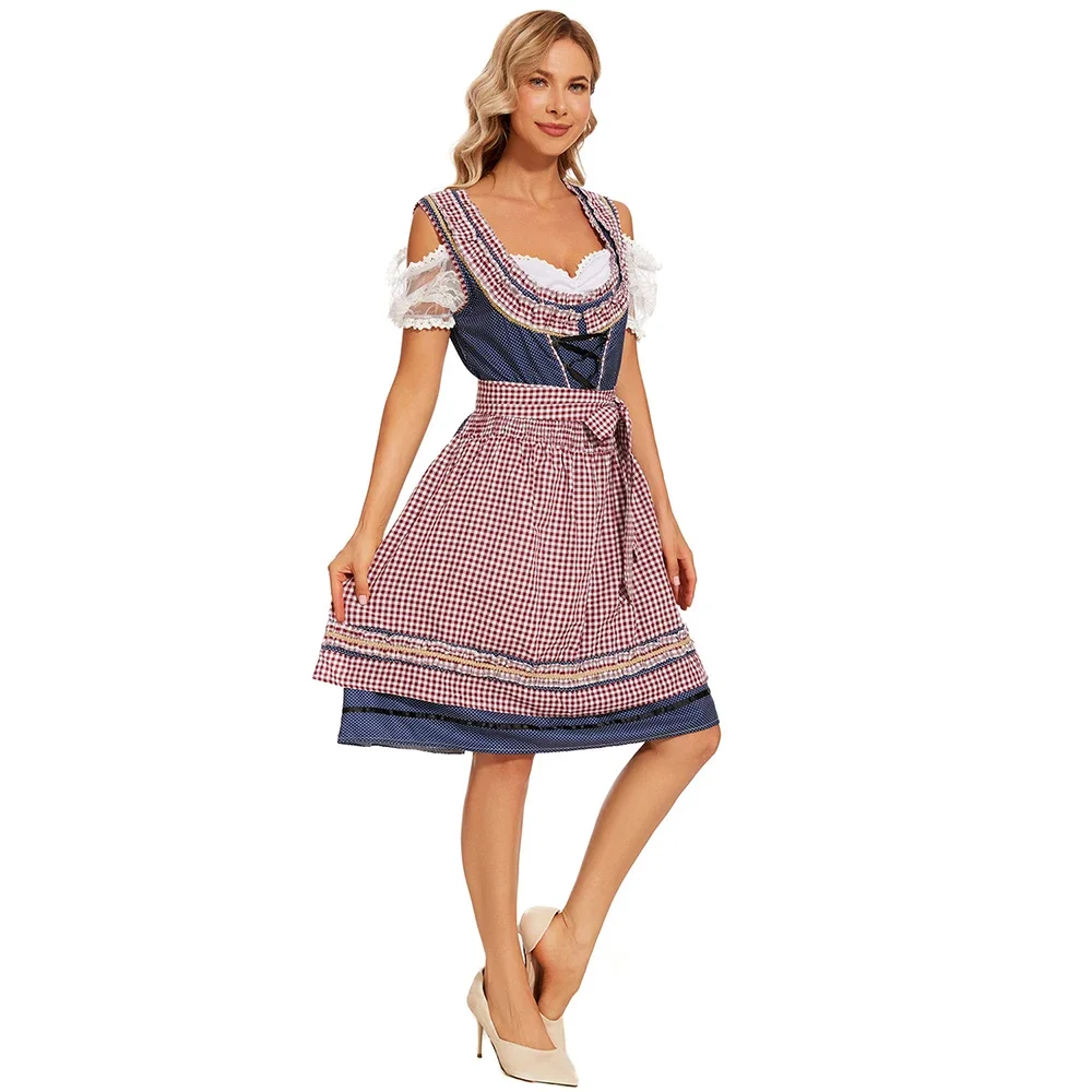 البافارية الوطنية منقوشة البيرة زي الحانة بغي نادلة الزي Dirndl مهرجان أكتوبر زي البيرة تأثيري اللباس