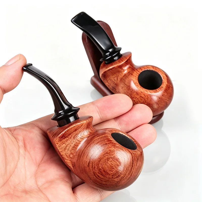 Portable Straight Rosewood Smoking Pipe Large Air Chamber Hollow Cavity Detachable Cleanable Handmade Solid Wood Tobacco Pipe