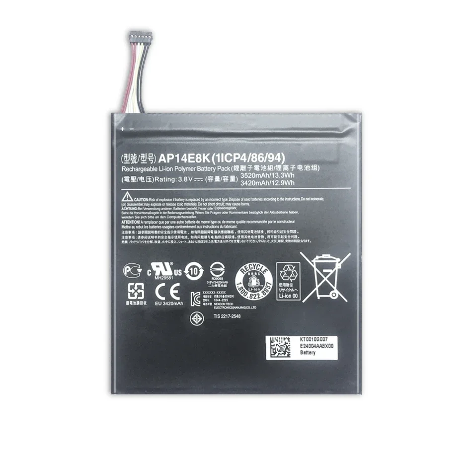 Batteria di ricambio per Acer Iconia One 7, One7, B1-750, AP14E8K, 3520mAh, codice traccia